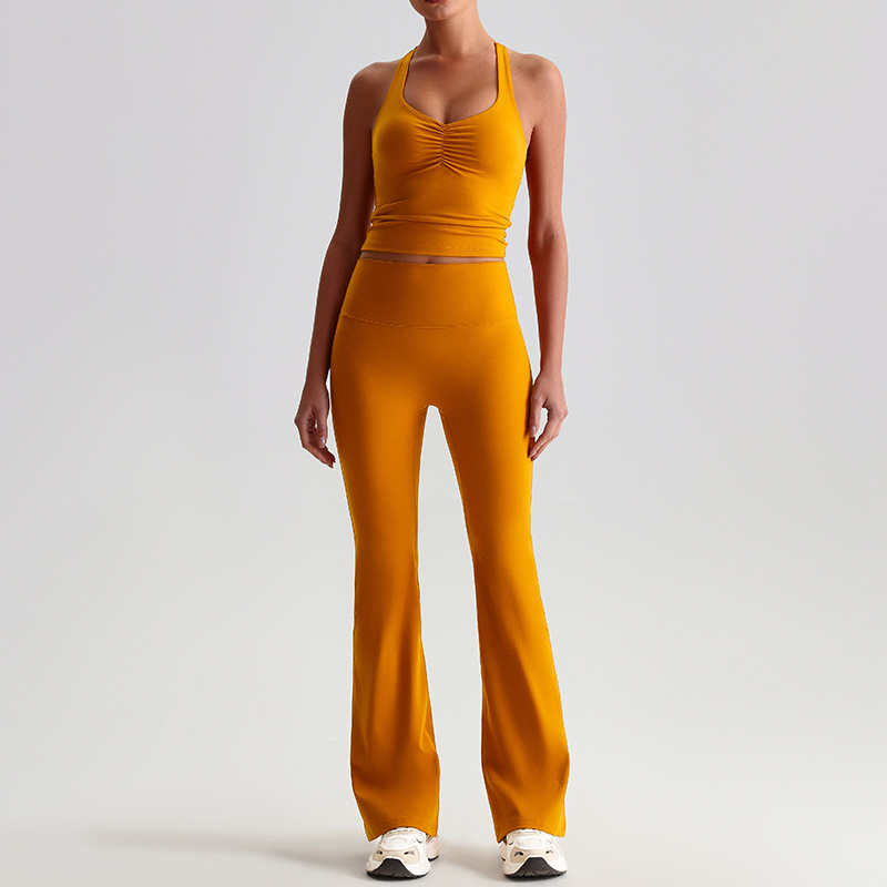  High-waisted Tight-fitting Nude Wide-leg Leggings And Beautiful Back Yoga Wear SKL-LQ8958