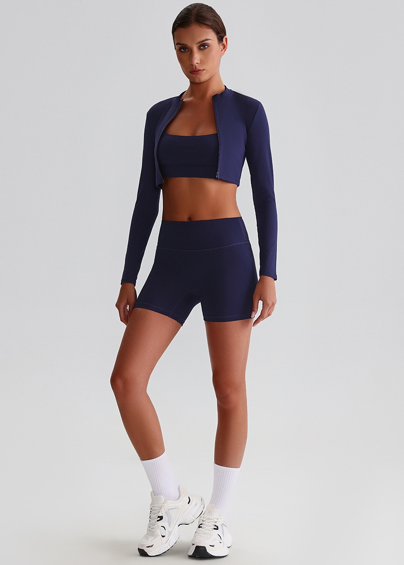 Zipper Yoga Jacket Crop Tight Yoga Sports Cycling Pants Yoga Set SKL-LQ0322