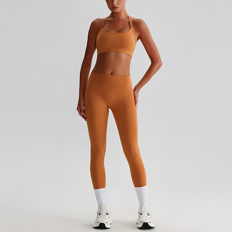 Solid-color Bras Breathable Tight Yoga Suit Set SKL-LQ0120