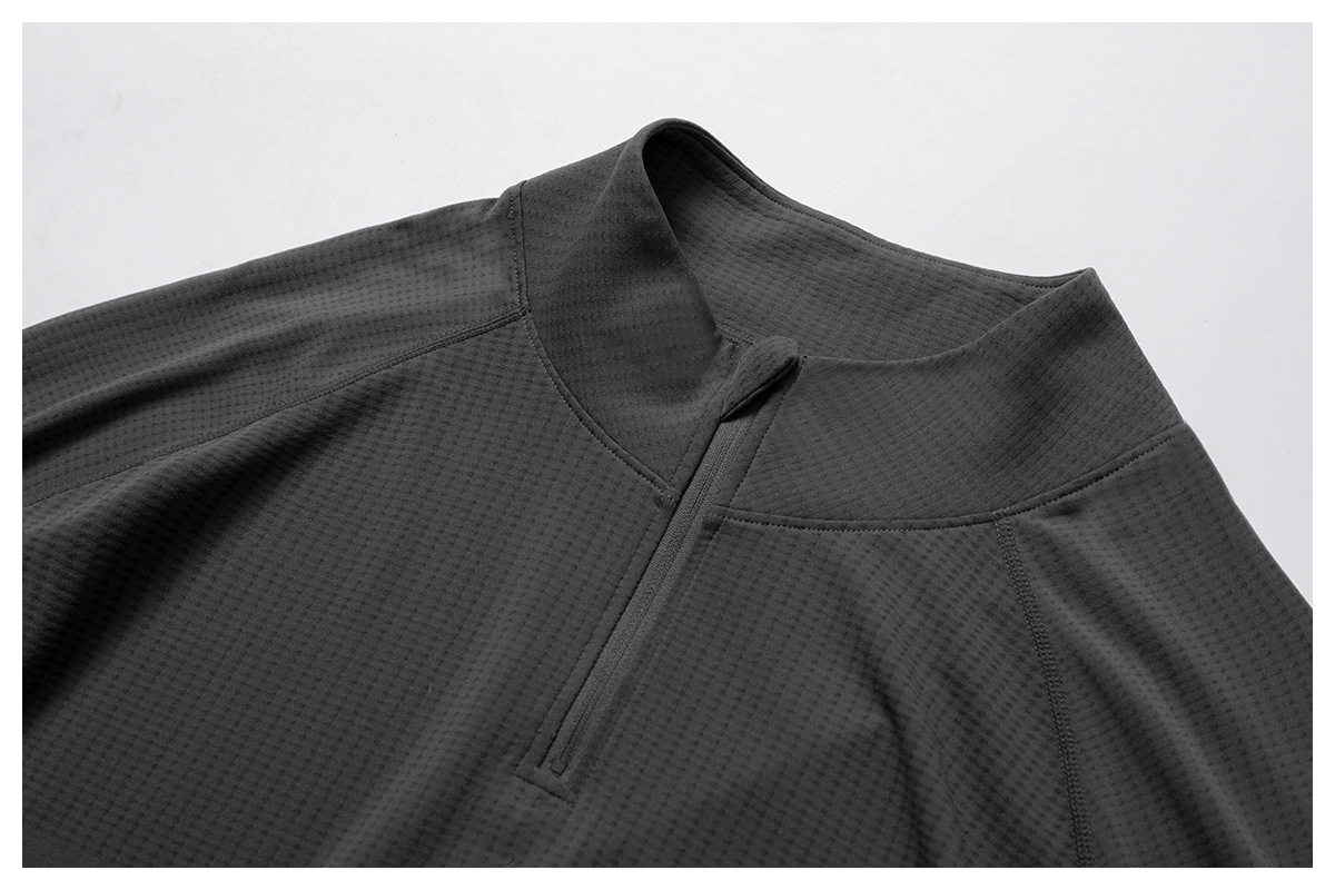 Slim Fit Men's Seamless Long Sleeve Tops with Zipper 1058-1