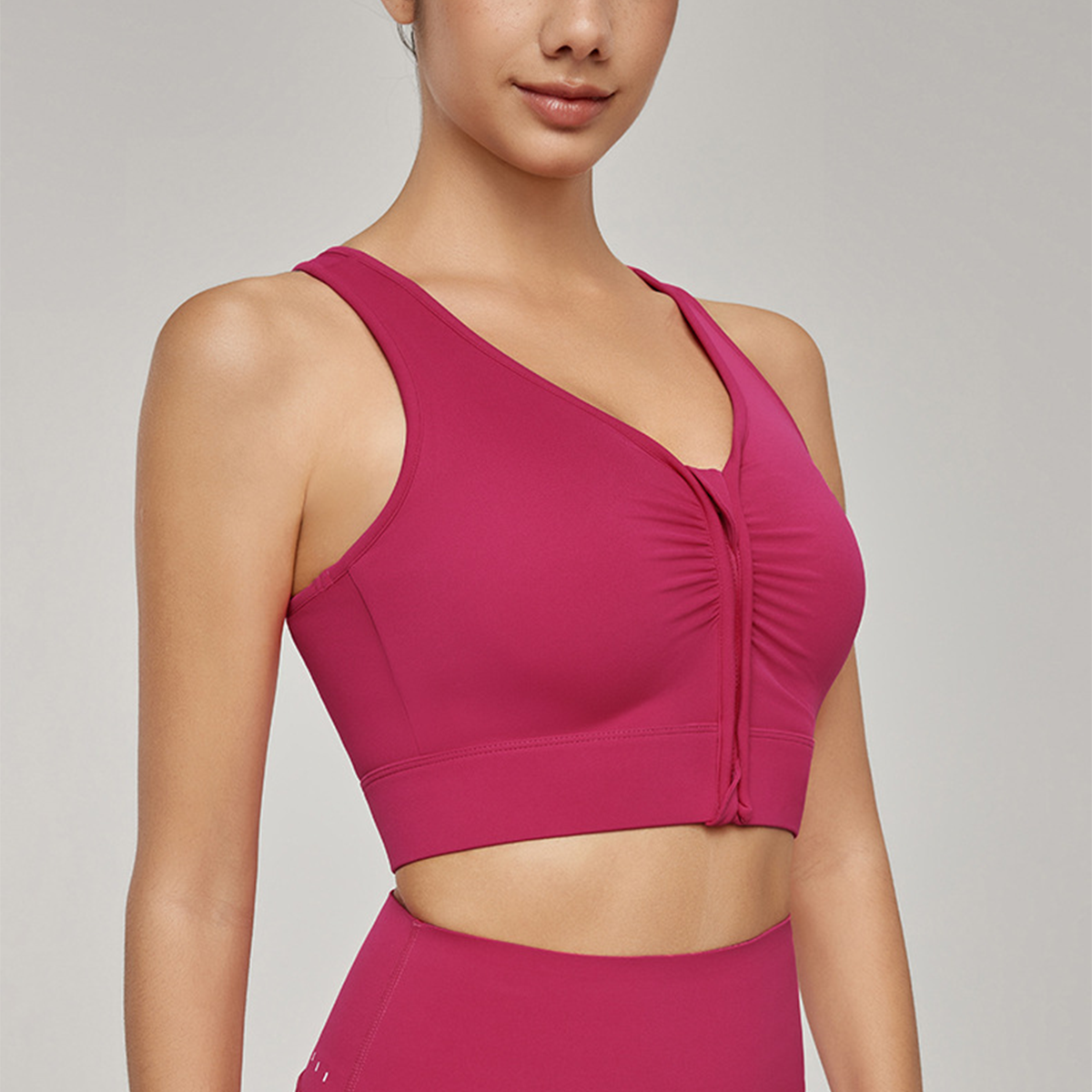 Front-Zip Pleated Athletic Tank Top  DWB115020