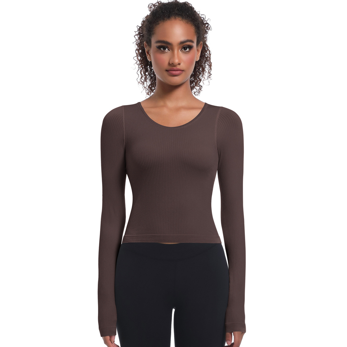  Tight-Fit Long-Sleeve Sports Fitness Top 6670