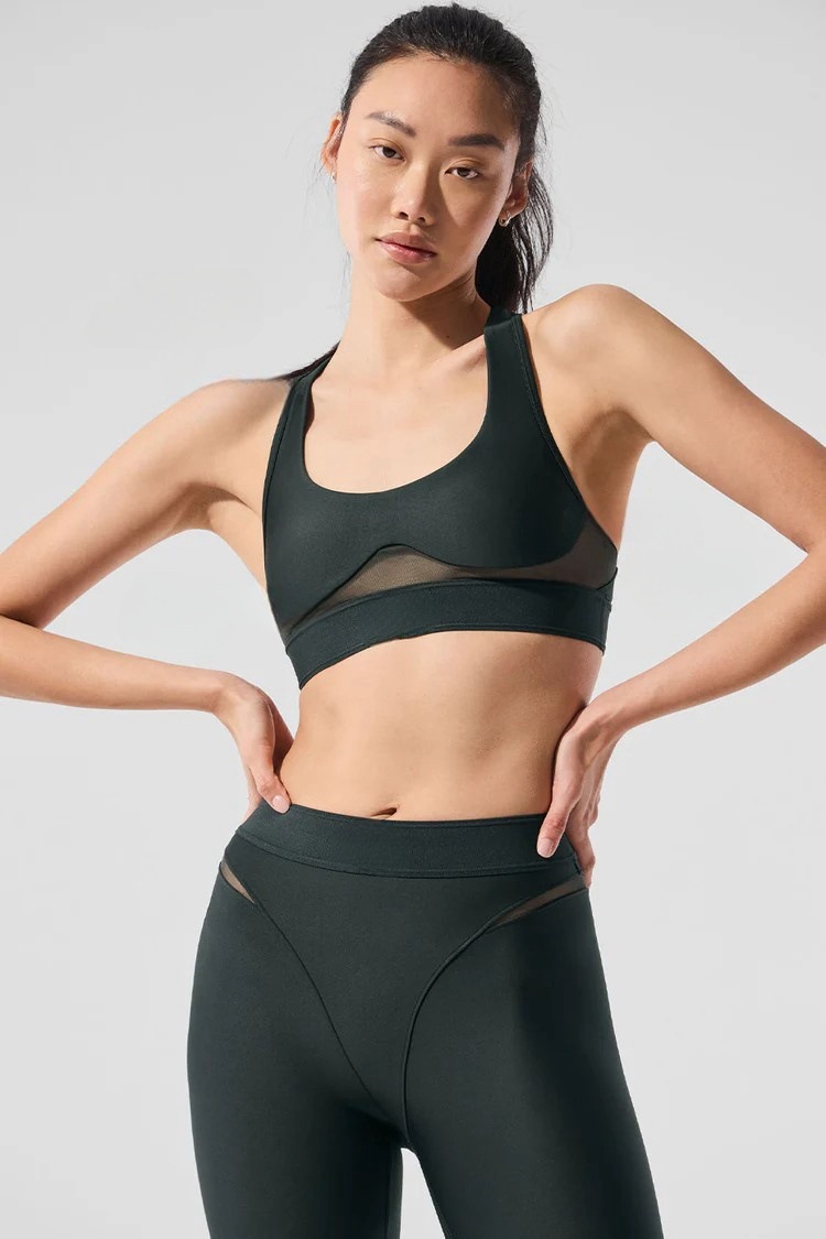 Mesh Paneled Racerback U-Neck Sports Bra SKL-FNK25131