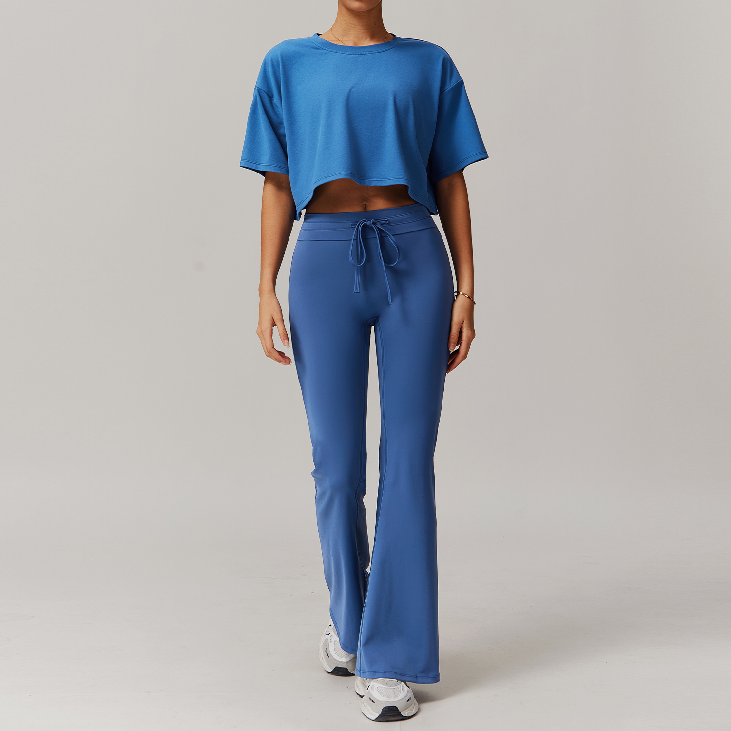Off the shoulder Short-sleeve Yoga Set 5034
