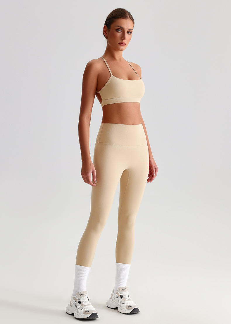 Fitness Sports Leggings And Crossed Beautiful Bra With Pads Set SKL-LQ8639