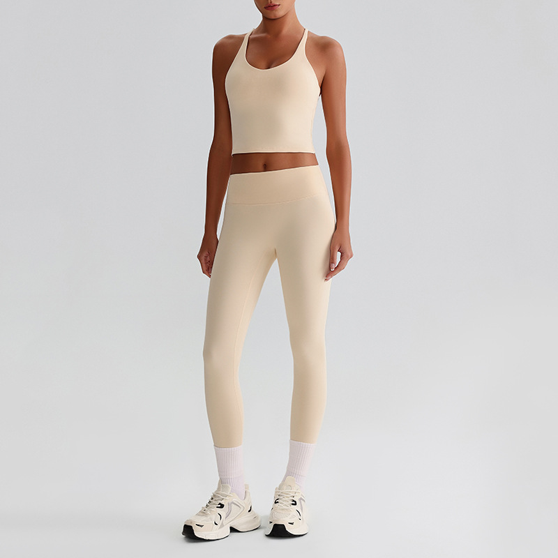 Women's Plus-size Tight Sports Leggings And Bra With Padded Outdoor Running And Fitness Wear Two-piece set SKL-LQ0128