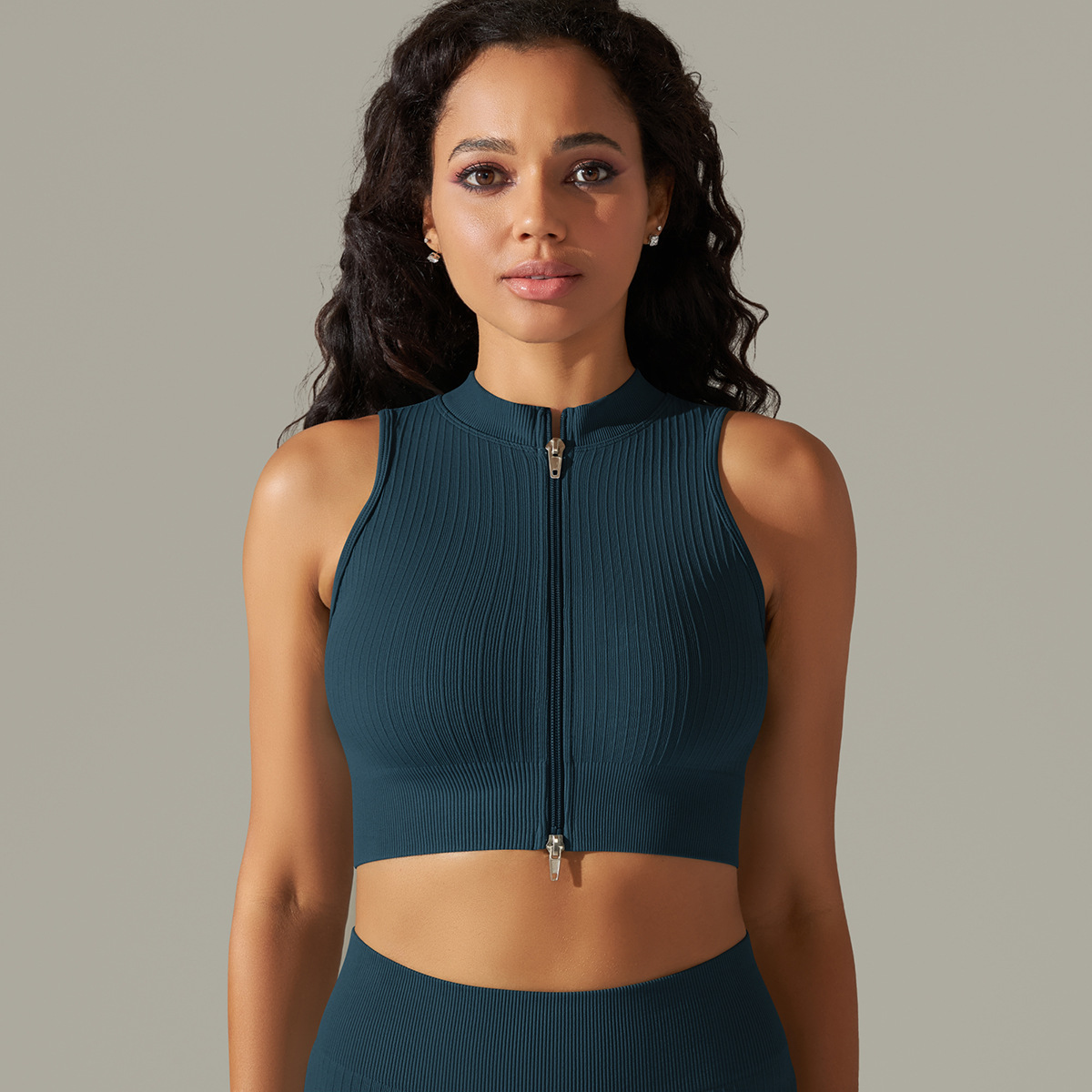  Sleeveless Zippered Vest Sports Fitness Wear 9310vest