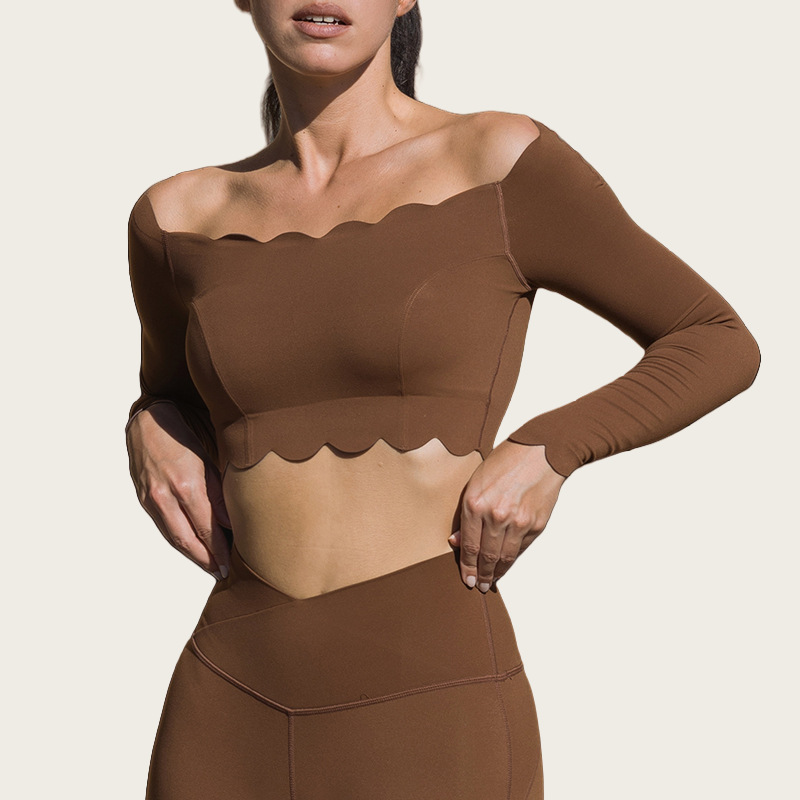  Lace Long-Sleeved Crop Top with Built-in Bra for Women SKL-FNK8808