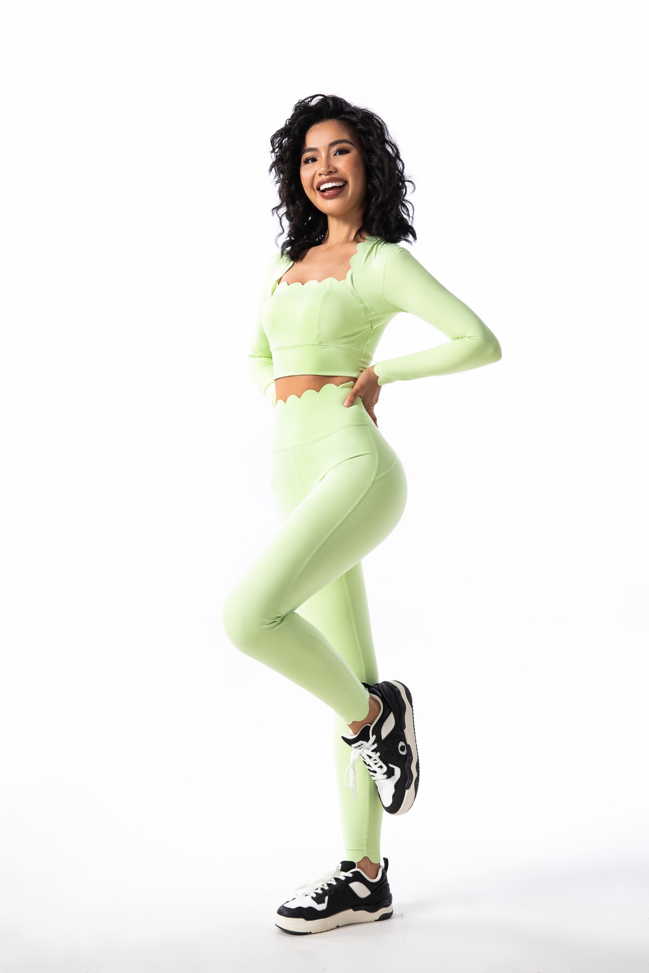 Yoga Wear Long-Sleeved Long Sports Top Sports Set Two-Piece Set For Women SKL-FNK8810