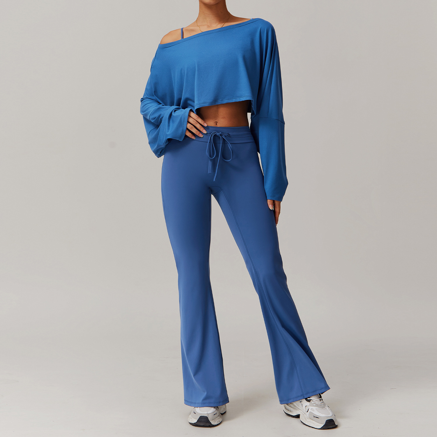 Off the shoulder Long-sleeve Yoga Set 5034