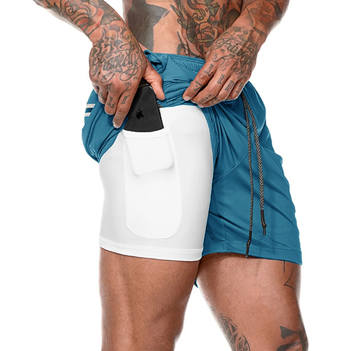 Men's Mesh Quick-Dry Double-Layer Sports Shorts DK47