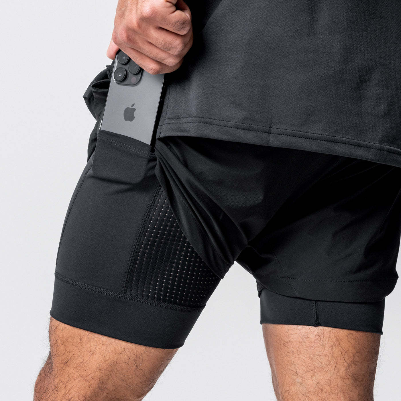 Men's Double-Layer Elastic Quick-Dry Sports Shorts SCDK1