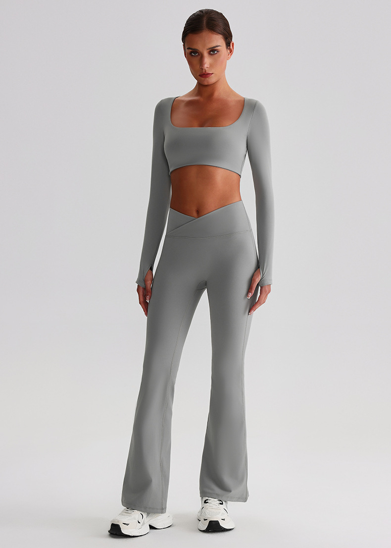 Crossed Waists Yoga Pants Breathable Flared Leggings SKL-LQ8007