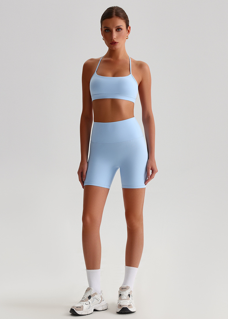 Fitness Sports Leggings And Crossed Beautiful Bra With Pads Set SKL-LQ0139