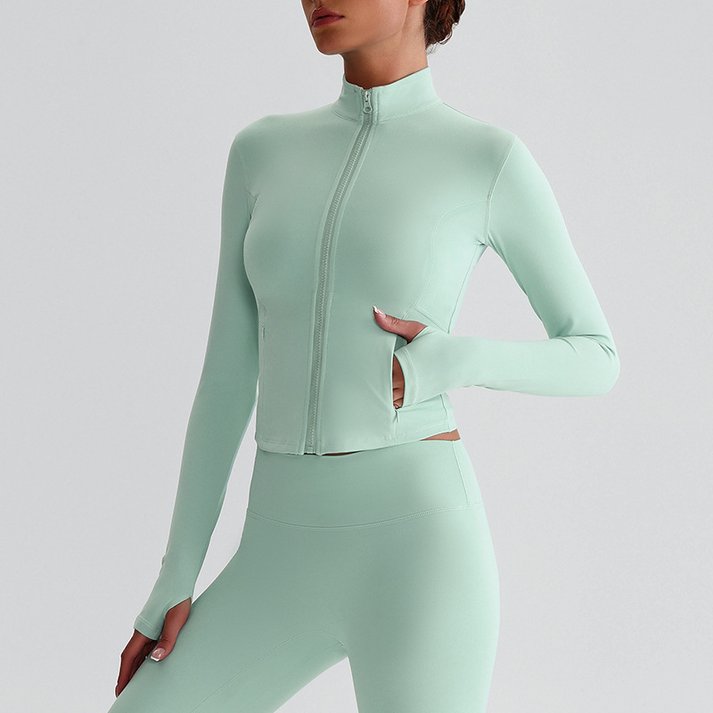 Zipper Outdoor Running  Sports Yoga Jacket Long-sleeved Coat SKL-LQ8018