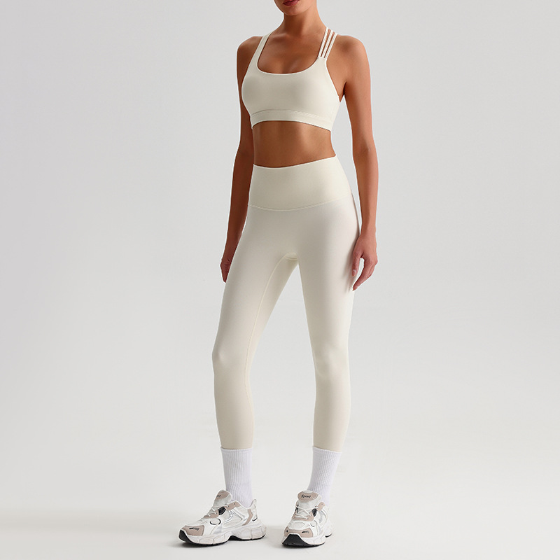 Crossed Beautiful Back Bra Running And Fitness Suit Leggings Set SKL-LQ8635