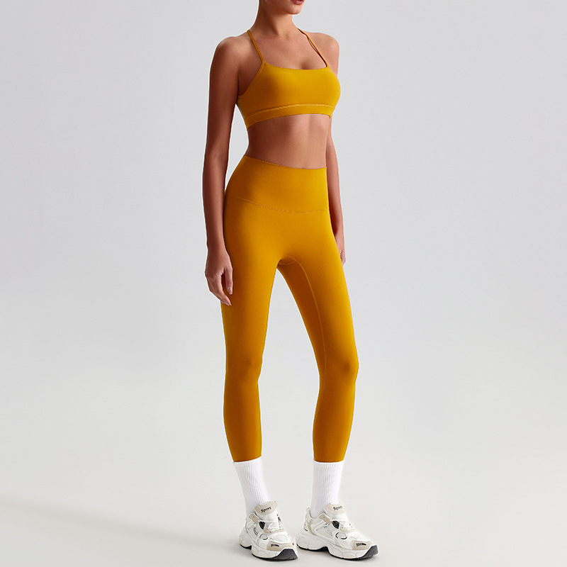 Fitness Sports Leggings And Crossed Beautiful Bra With Pads Set SKL-LQ8639