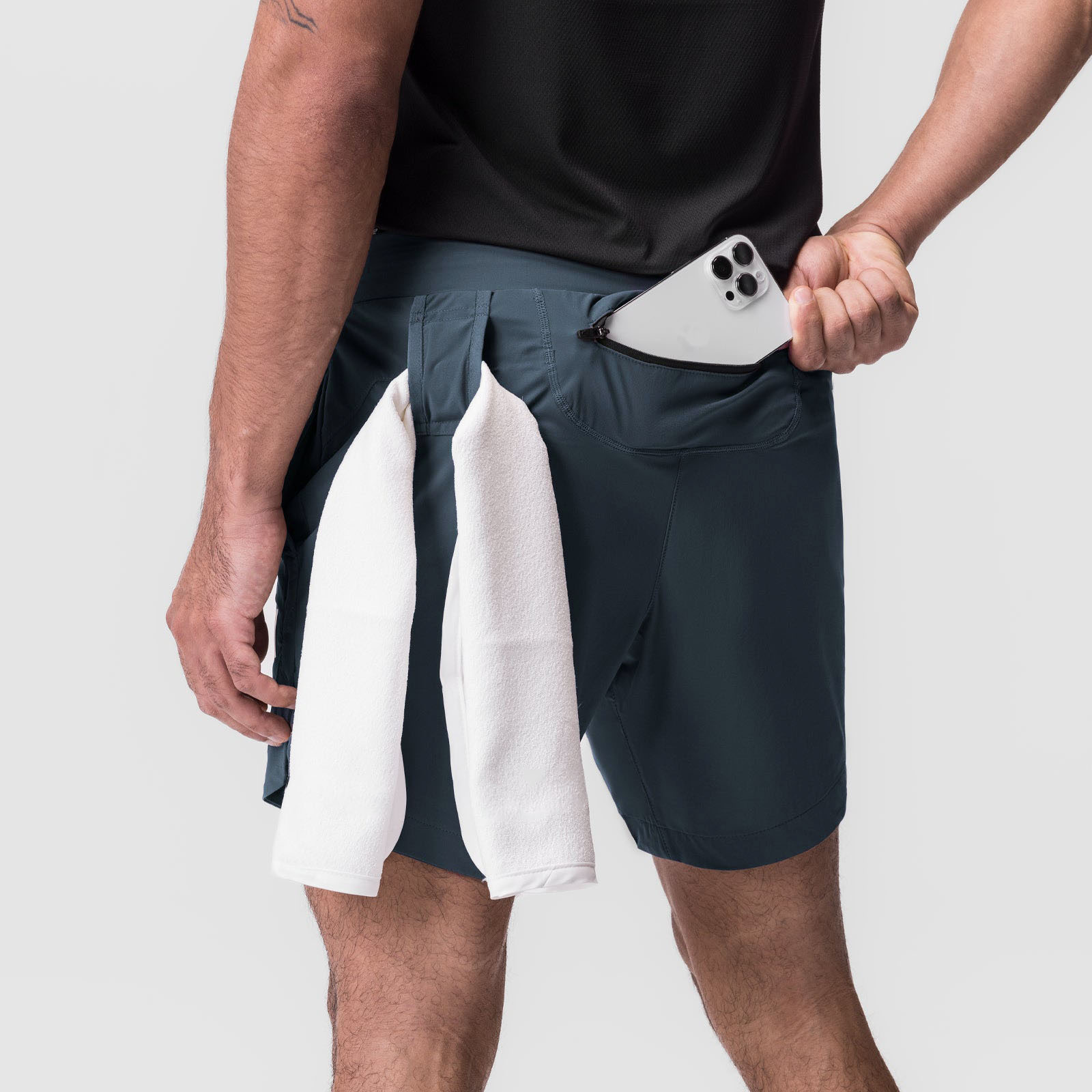 Men's Sports Shorts with Back Zipper Pockets DK112