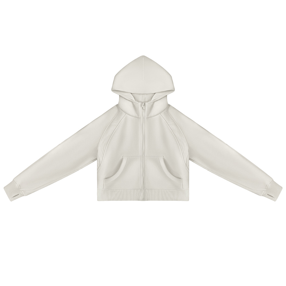  Fleece-Lined Warm Zippered Long-Sleeve Hooded Sweatshirt 7024