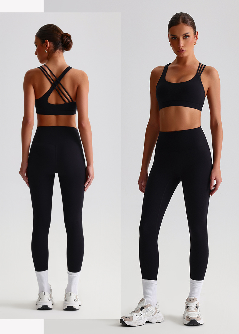 Crossed Beautiful Back Bra Running And Fitness Suit Leggings Set SKL-LQ8635