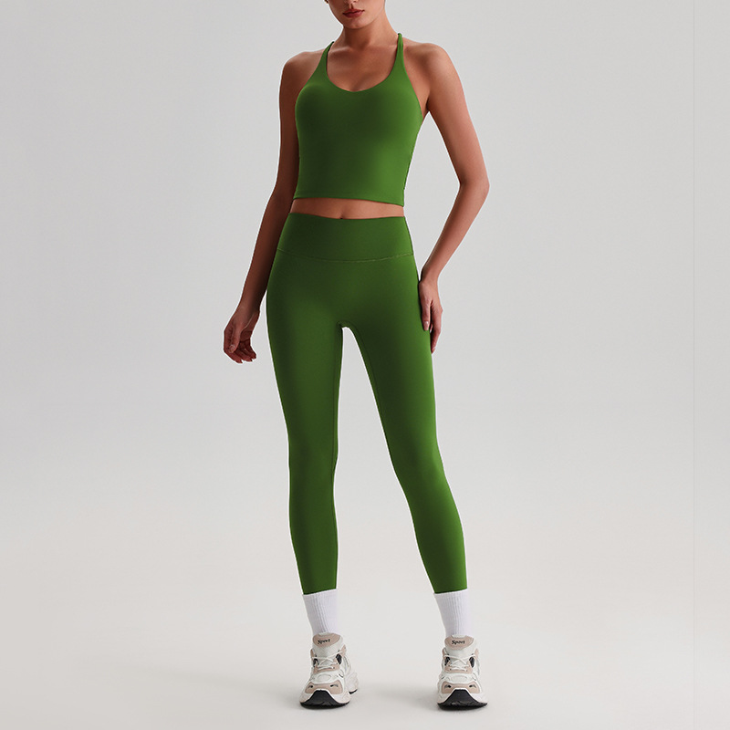 Women's Plus-size Tight Sports Leggings And Bra With Padded Outdoor Running And Fitness Wear Two-piece set SKL-LQ0128