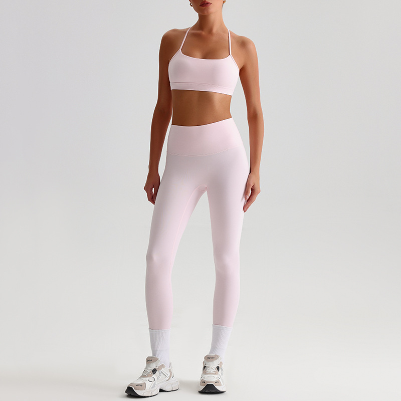 Fitness Sports Leggings And Crossed Beautiful Bra With Pads Set SKL-LQ8639