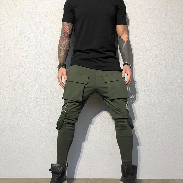 Men's Multi-Pocket Cuffed Work Pants s081