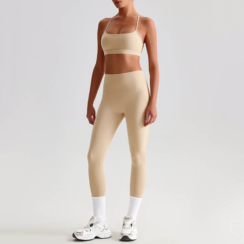 Fitness Sports Leggings And Crossed Beautiful Bra With Pads Set SKL-LQ8639