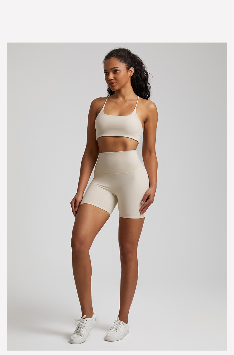 Cross Back Bra Breathable Compression Shorts Yoga Wear Set SKL-LQ7359