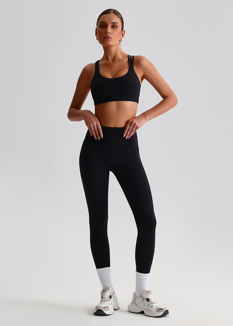 Crossed Beautiful Back Bra Running And Fitness Suit Leggings Set SKL-LQ8635