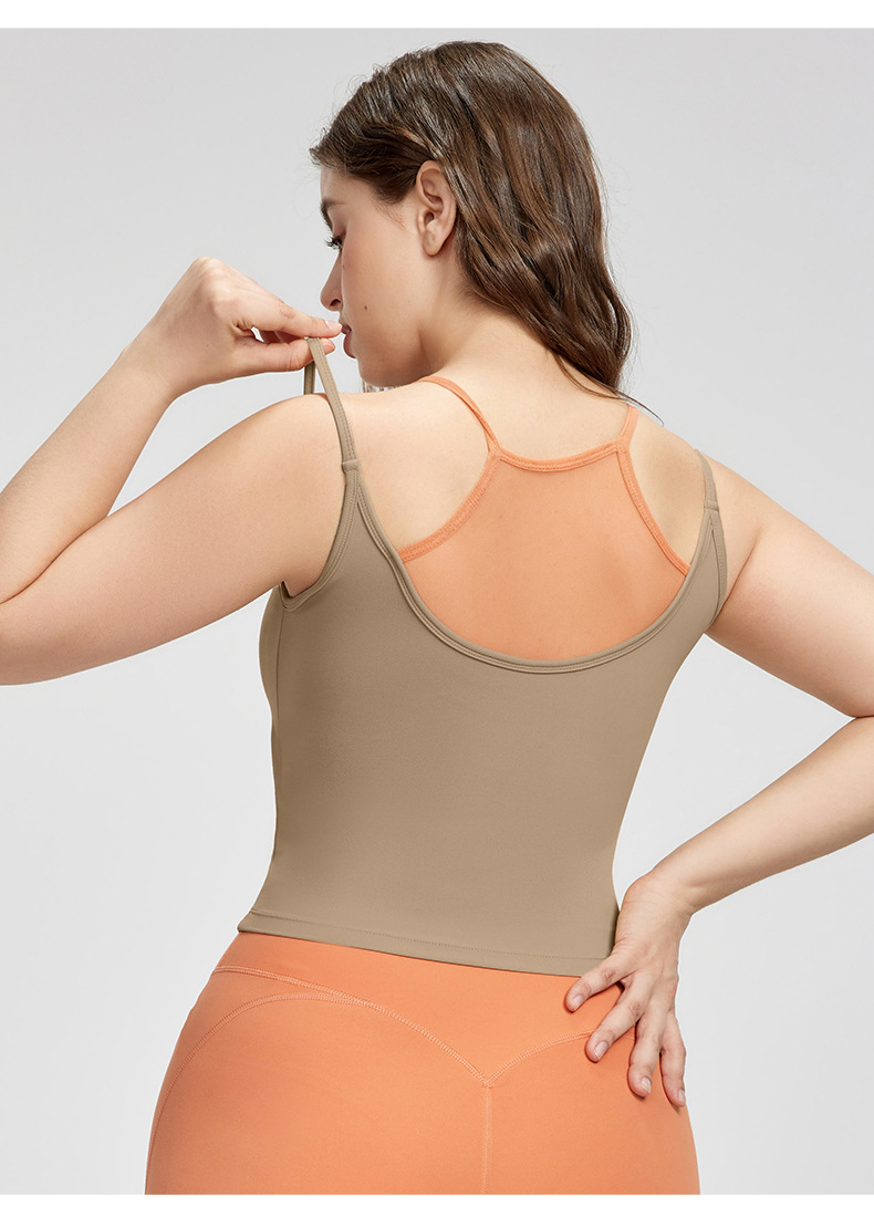 Contrast Color Fake Layered Plus Size Yoga Top DWC215156
