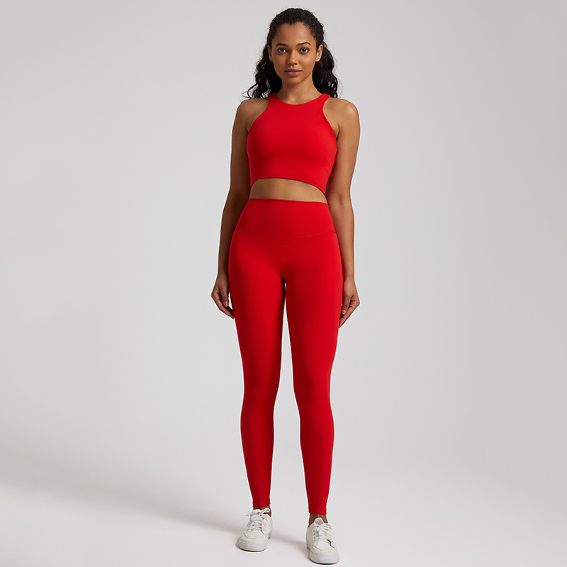 Women's Elastic Beautiful Back Yoga Set Leggings With Beautiful Back Bra SKL-LQ3332
