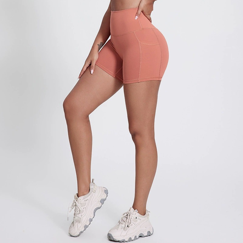 Women Three-inch Pocket Pants High-waisted Hip-lifting Outside Sports Pants SKL-LQ5025