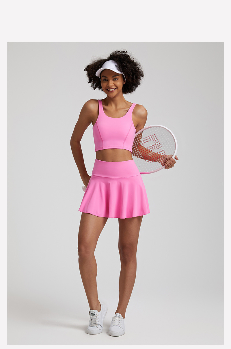 Sports Tennis Skirt Prevent Exposure Nude Yoga Short Skirt Set SKL-LQ7731