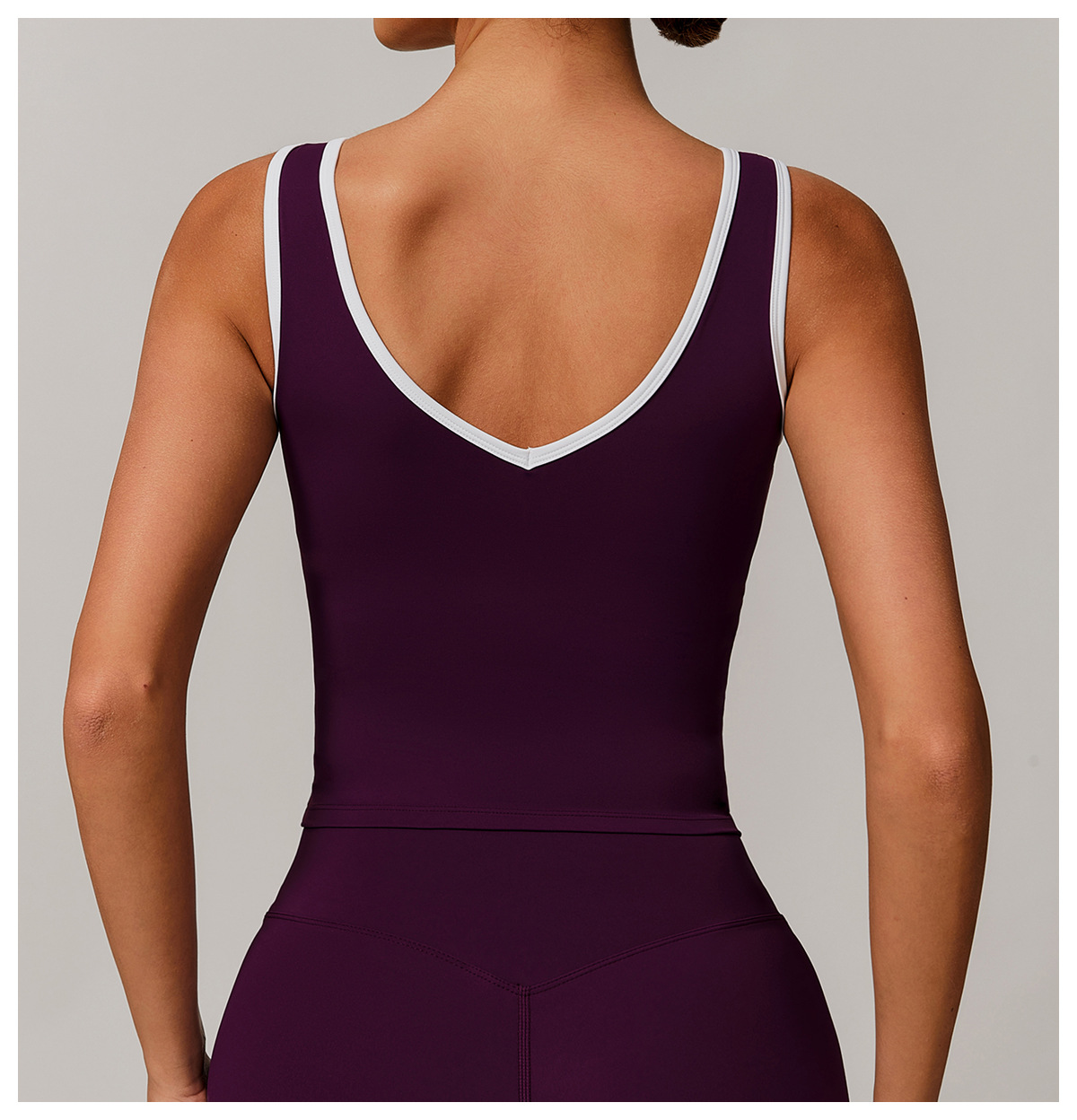 Soft Fabric Contrast Binding Yoga Vest 8843