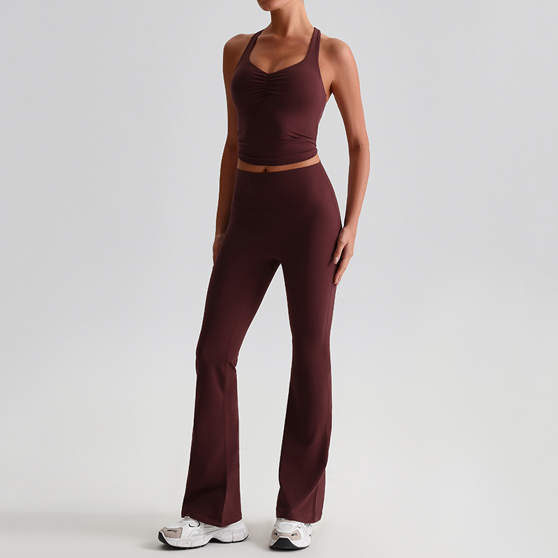  High-waisted Tight-fitting Nude Wide-leg Leggings And Beautiful Back Yoga Wear SKL-LQ8958