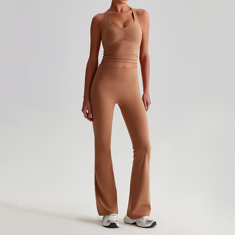  High-waisted Tight-fitting Nude Wide-leg Leggings And Beautiful Back Yoga Wear SKL-LQ8958