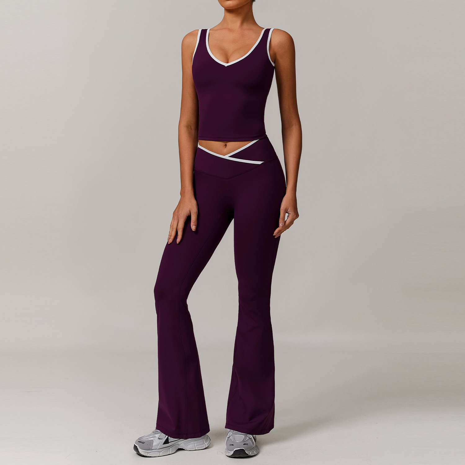 Crossed High-Waist Sports Vest Set 8843