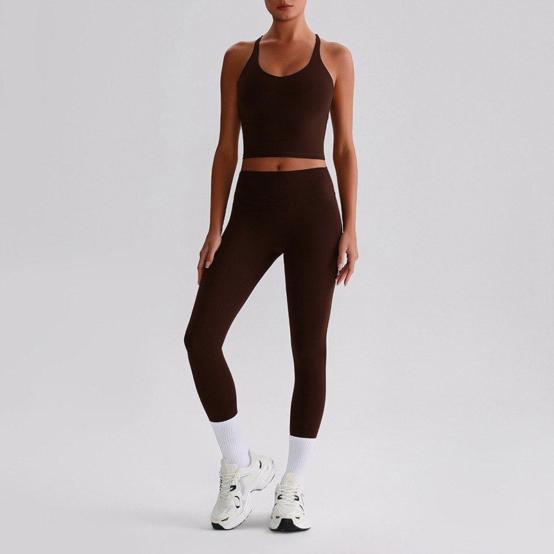 Women's Plus-size Tight Sports Leggings And Bra With Padded Outdoor Running And Fitness Wear Two-piece set SKL-LQ0128