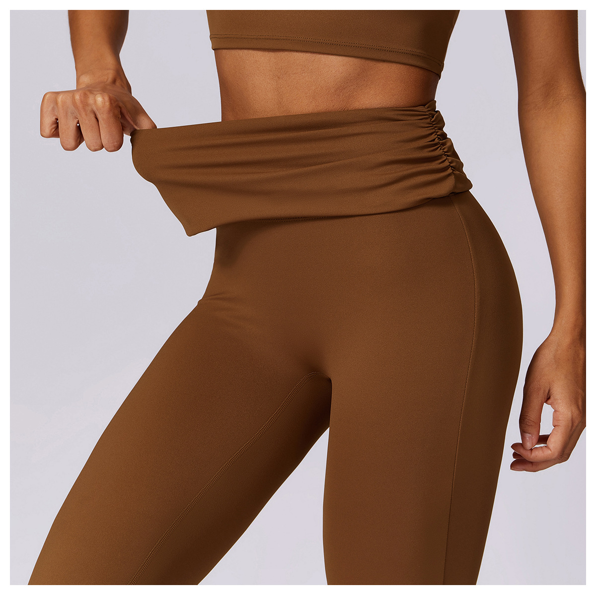 Soft Fabirc Pleated Foldable Flare Yoga Leggings 8516