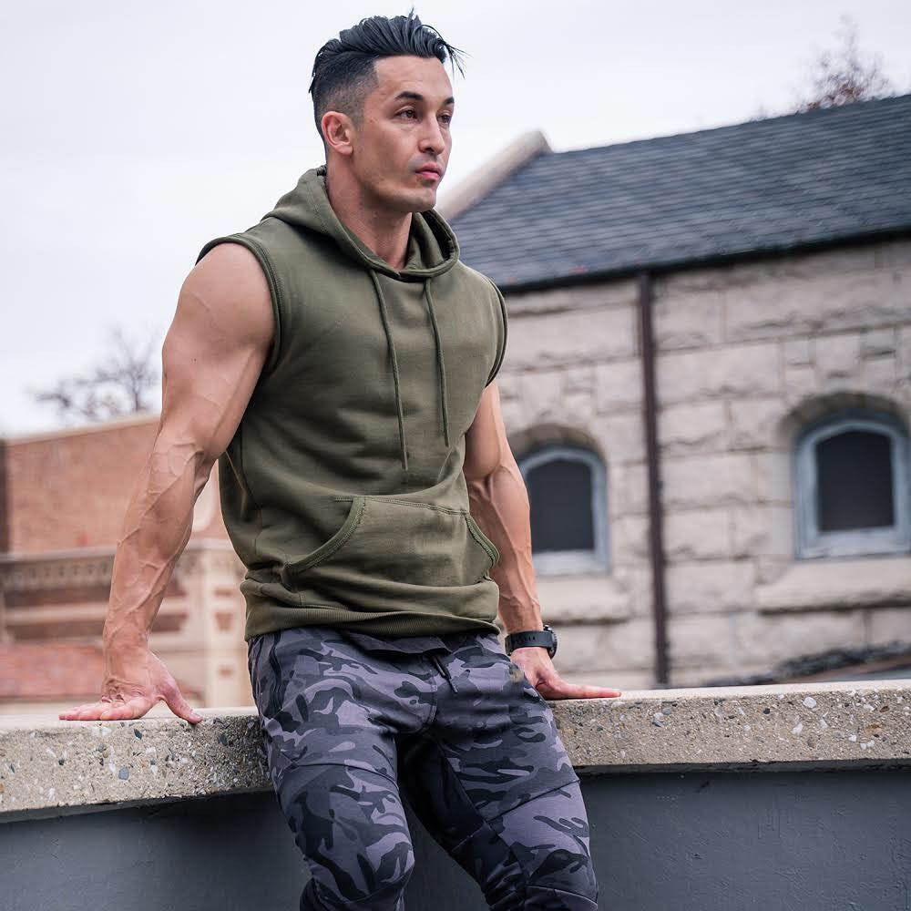 Men's Thin Hooded Fringed Tank Top MJ015