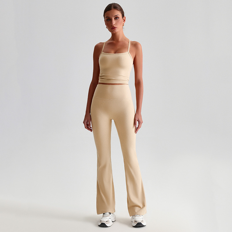 Sportswear yoga set High-waisted yoga flared pants With Beautiful Back Bra SKL-LQ8959