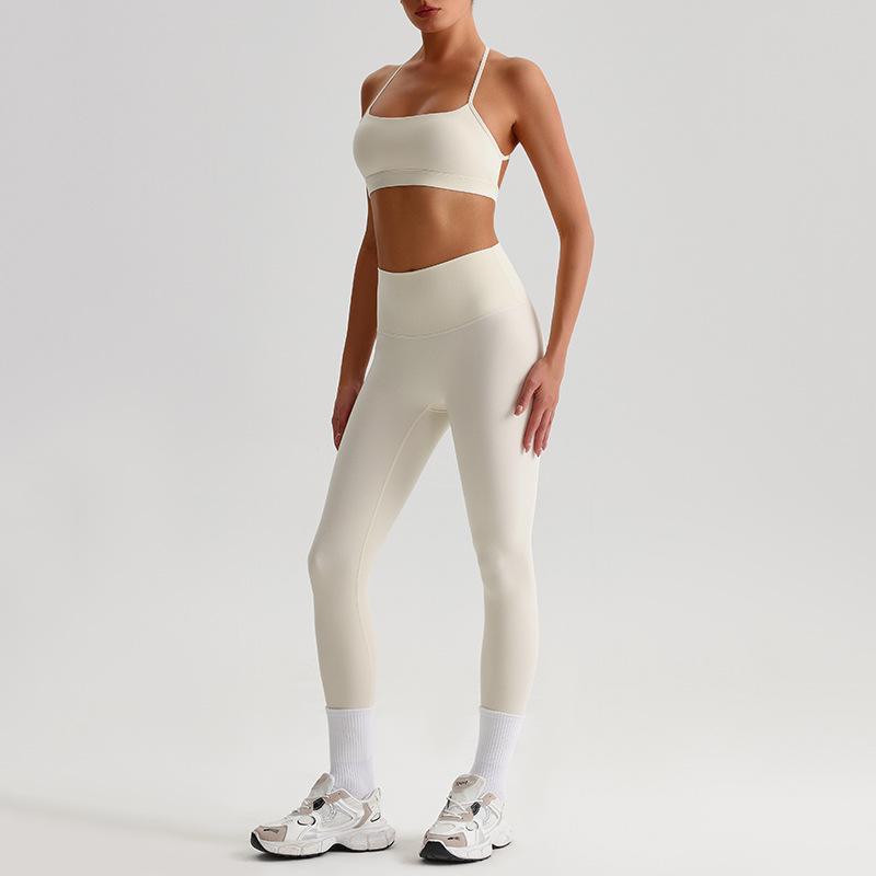 Fitness Sports Leggings And Crossed Beautiful Bra With Pads Set SKL-LQ8639