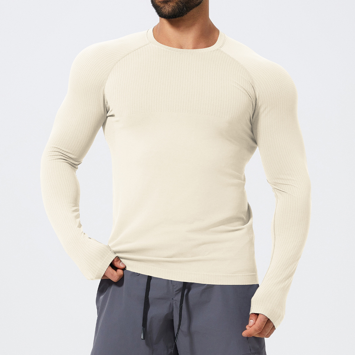 Slim Fit Men's Seamless Long Sleeve Tops 1058-3