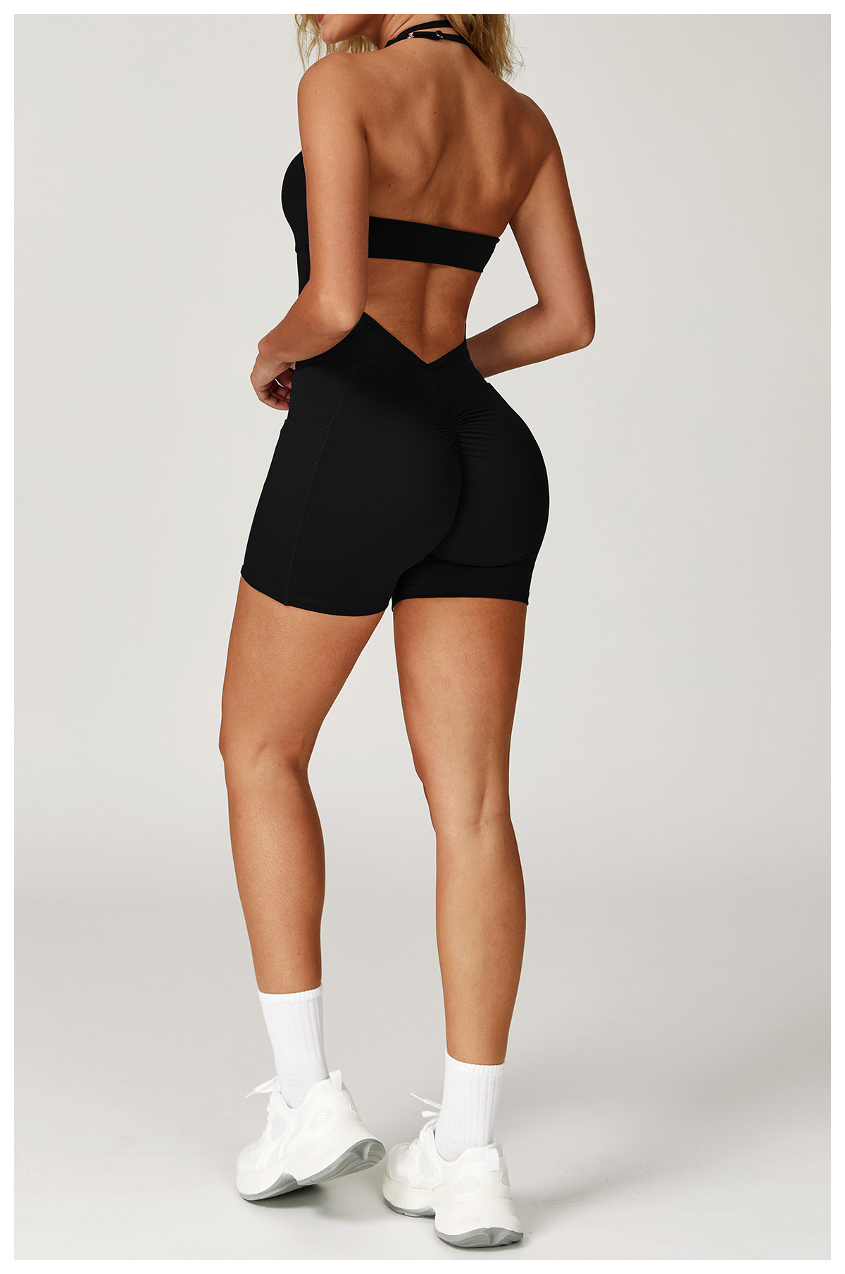 Hollowed-out Beautiful Back Halter Neck One-piece Yoga Suit 3040