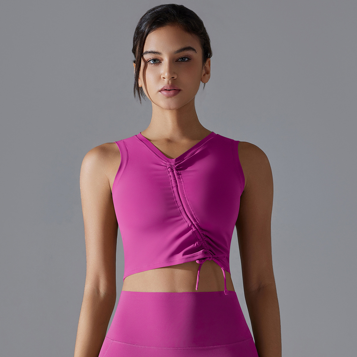 Drawstring Yoga Sleeveless Sports Vest 7011