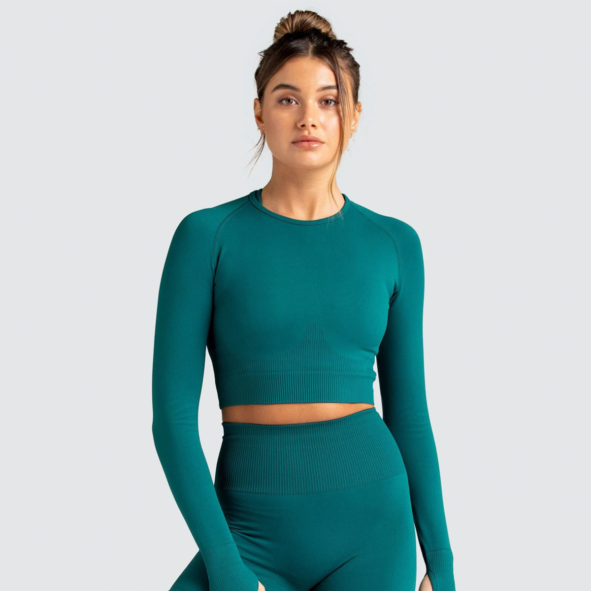 Solid-color Long-sleeved Yoga Clothes for Sports and Fitness 6095