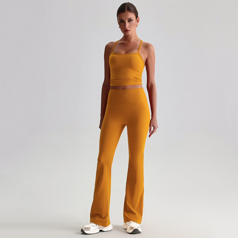 Sportswear yoga set High-waisted yoga flared pants With Beautiful Back Bra SKL-LQ8959