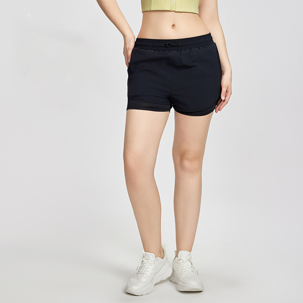 Plus-Size Drawstring Athletic Shorts  DWH215431