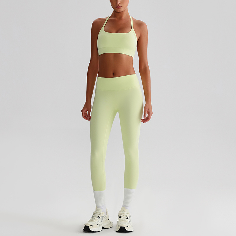 Solid-color Bras Breathable Tight Yoga Suit Set SKL-LQ0120